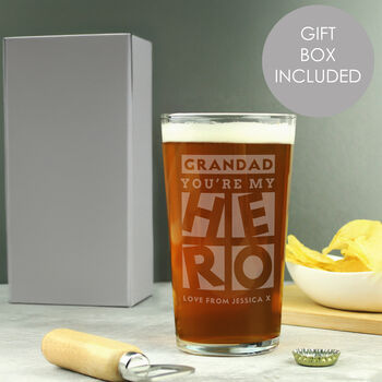 Dad Gifts Grandad You Are My Hero Pint Glass