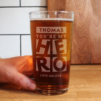 Dad Gifts Grandad You Are My Hero Pint Glass