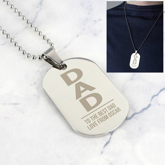 Dad Gifts Personalised Dad Dog Tag Necklace