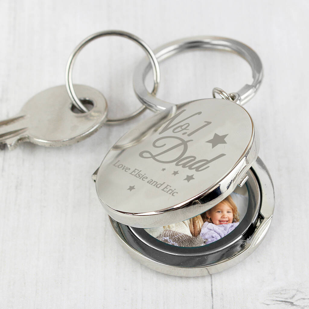 Number One Dad Personalised Photo Locked Keyring Fathers Day Gifts