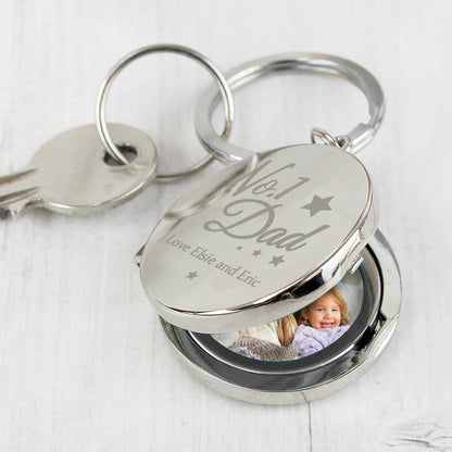 Number One Dad Personalised Photo Locked Keyring Fathers Day Gifts