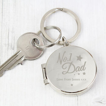 Number One Dad Personalised Photo Locked Keyring Fathers Day Gifts