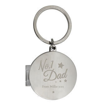 Number One Dad Personalised Photo Locked Keyring Fathers Day Gifts