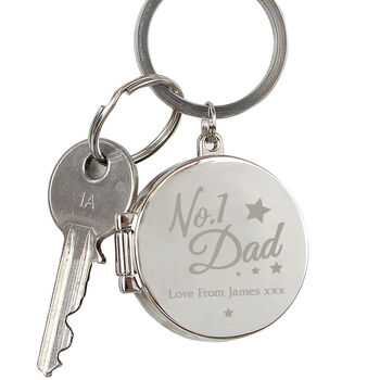 Number One Dad Personalised Photo Locked Keyring Fathers Day Gifts