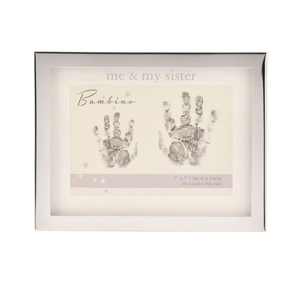 Bambino Silver col.  Hand Print Frame Me & My Sister 7" x 5"
