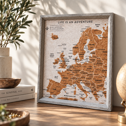 Travel Gifts Europe Travel Map With Pins Cork Board