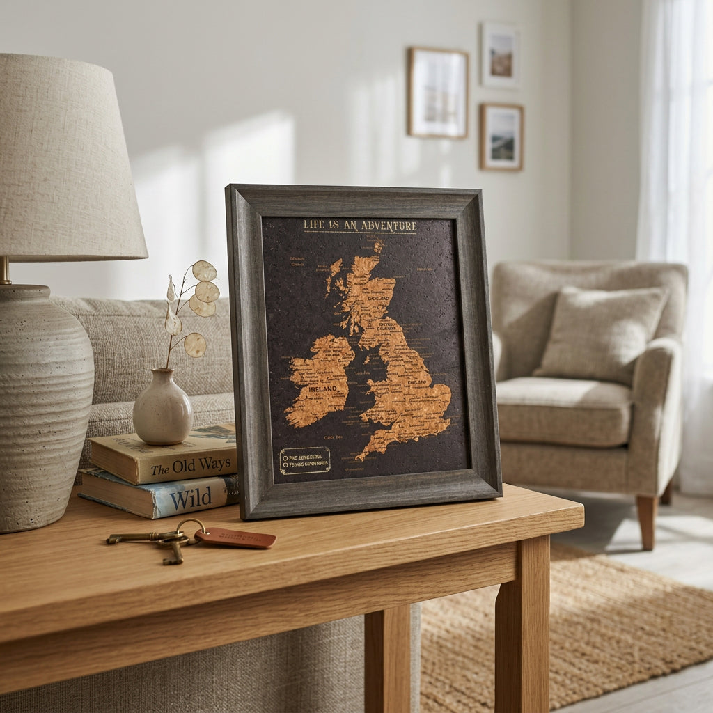 UK Cork Map With Push In Pins Travel Gift