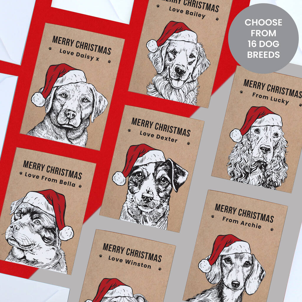 Dog Christmas Cards Pack Personalised