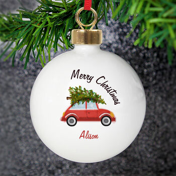 Driving Home For Christmas Bauble Red Car