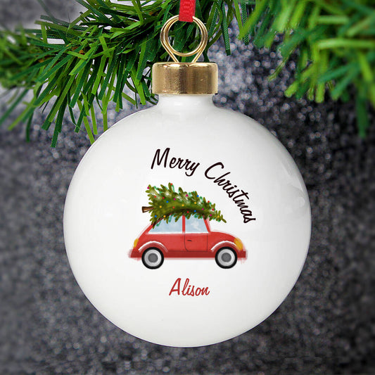 Driving Home For Christmas Bauble Red Car