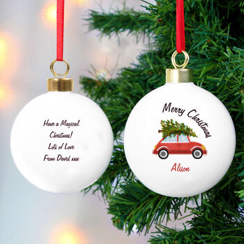 Driving Home For Christmas Bauble Red Car