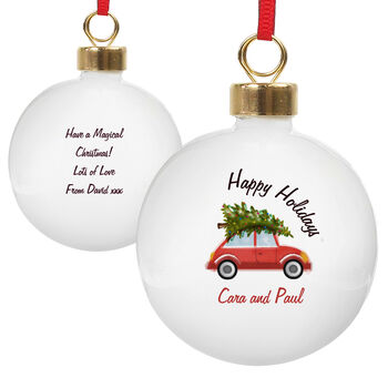 Driving Home For Christmas Bauble Red Car