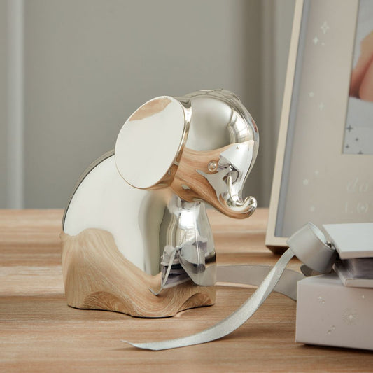 Baby Silver Plated Elephant Money Box