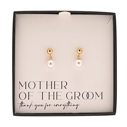 Amore Gold Plated Earrings Faux Pearl - Mother Of The Groom