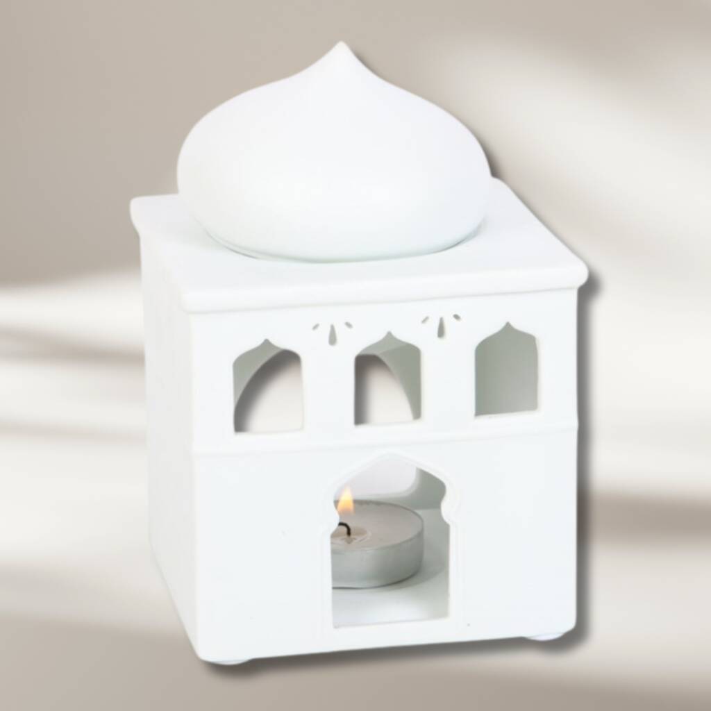 Eid Gifts White Mosque Oil Burner