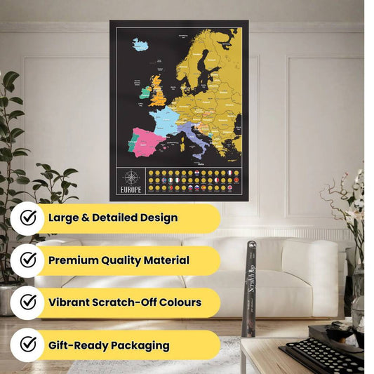 Europe Scratch Off Map With Country Flags Travel Gifts
