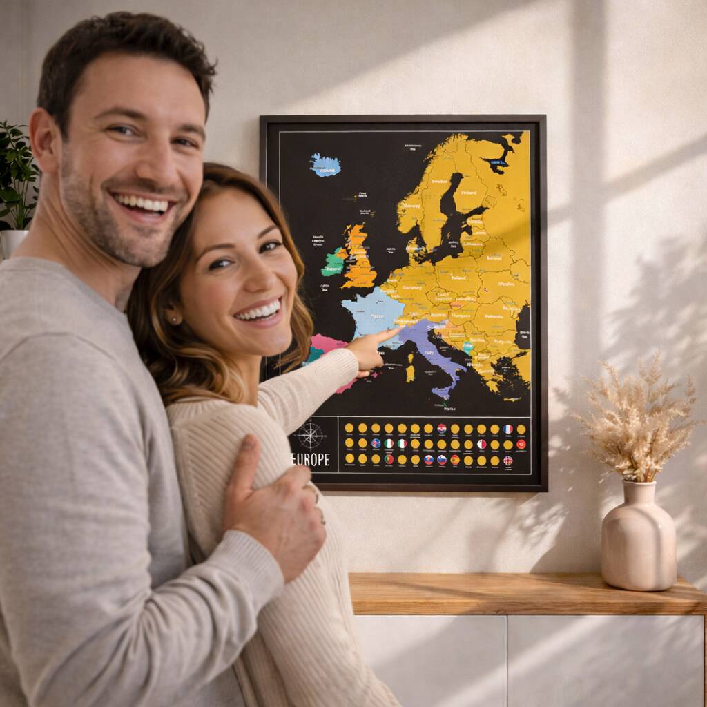 Europe Scratch Off Map With Country Flags Travel Gifts