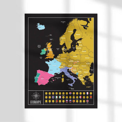 Europe Scratch Off Map With Country Flags Travel Gifts