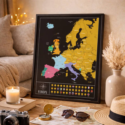 Europe Scratch Off Map With Country Flags Travel Gifts