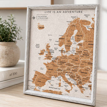 Travel Gifts Europe Travel Map With Pins Cork Board