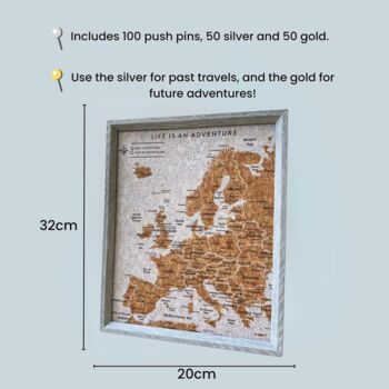 Travel Gifts Europe Travel Map With Pins Cork Board