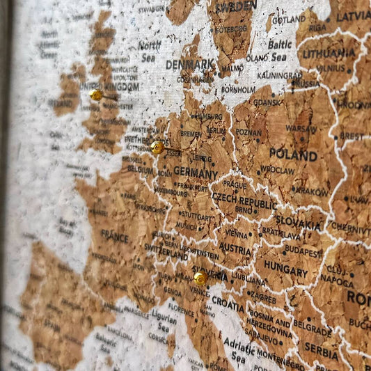 Travel Gifts Europe Travel Map With Pins Cork Board
