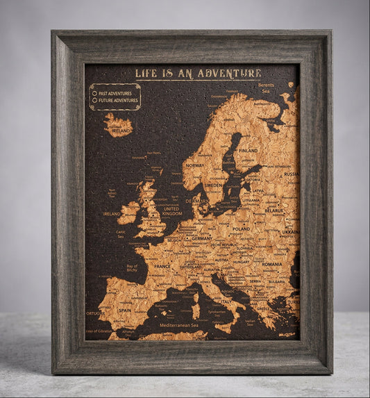Europe Push Pin Map Europe Cork Board Travel Gift