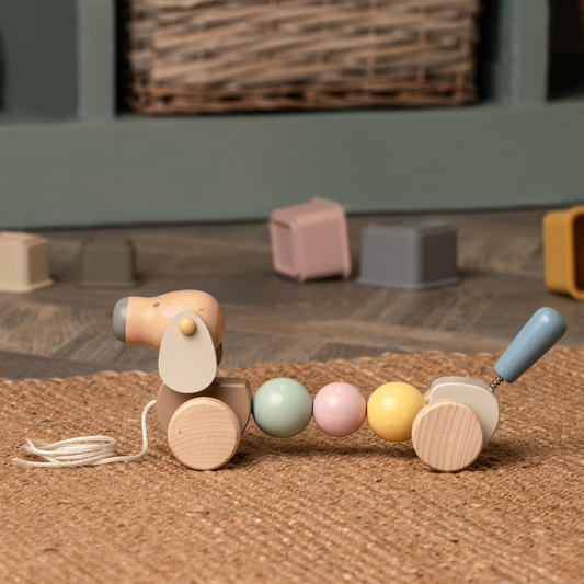 Baby Gift Wooden Pull Along Dog