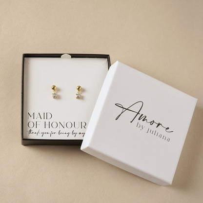 Amore Gold Plated Earrings Crystal - Maid Of Honour