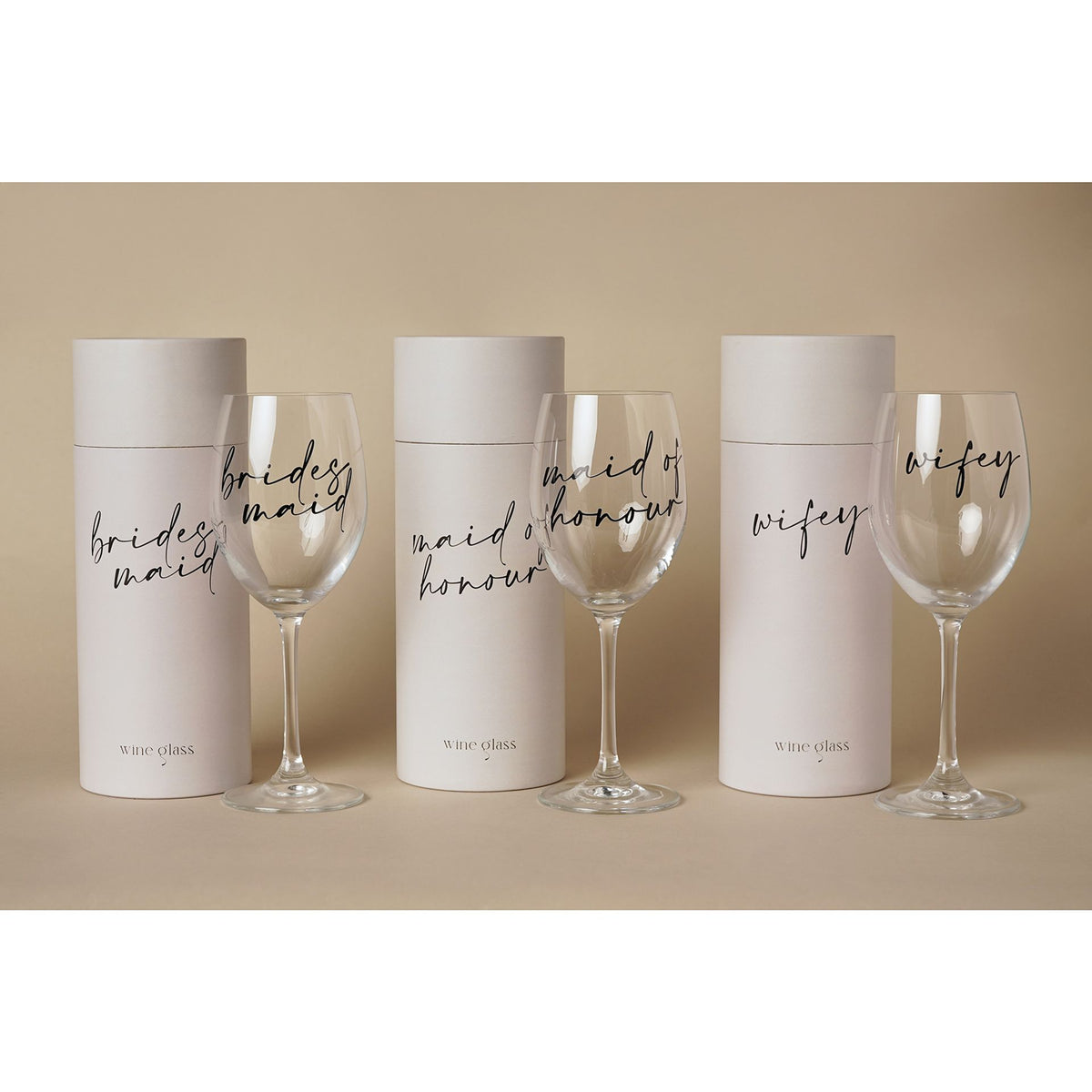 Amore Wine Glass Black Words - Wifey