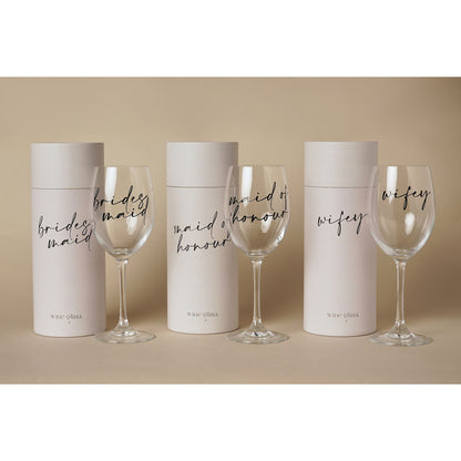 Amore Wine Glass Black Words - Wifey