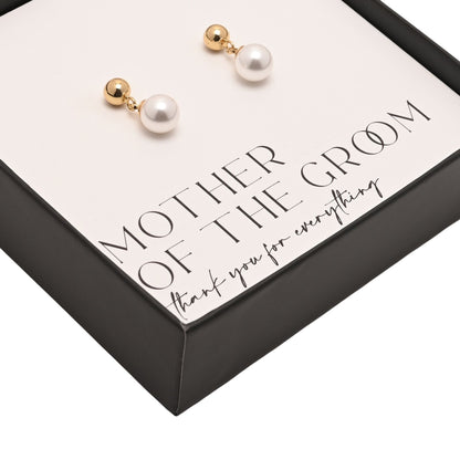 Amore Gold Plated Earrings Faux Pearl - Mother Of The Groom