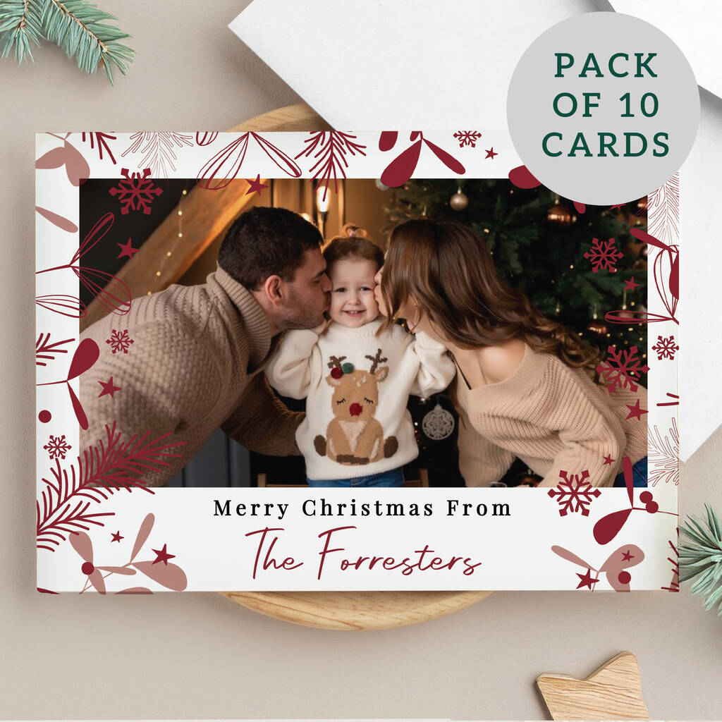 Family Christmas Cards Pack Of 10 Photo Personalised