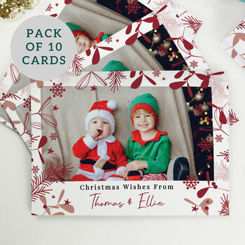 Family Christmas Cards Pack Of 10 Photo Personalised