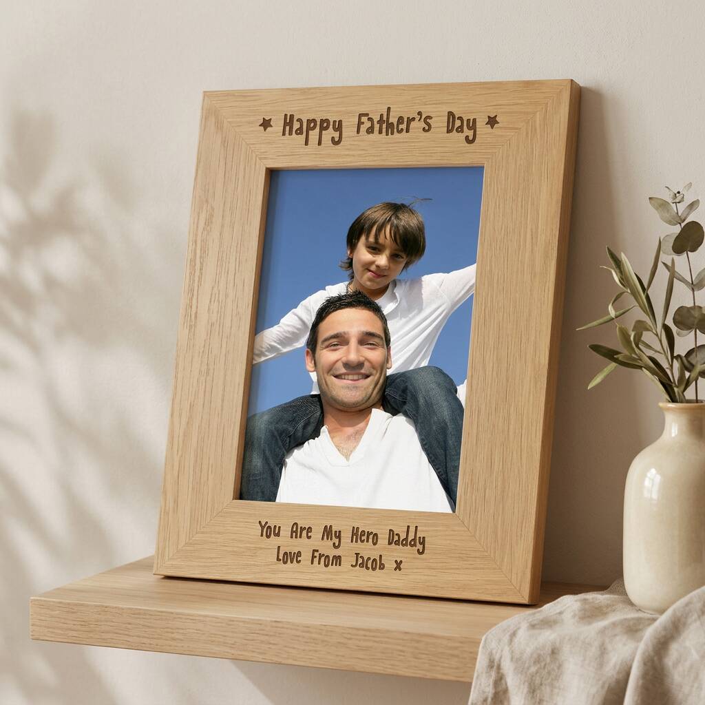 Fathers Day Gift Personalised Wooden Photo Frame 6x4