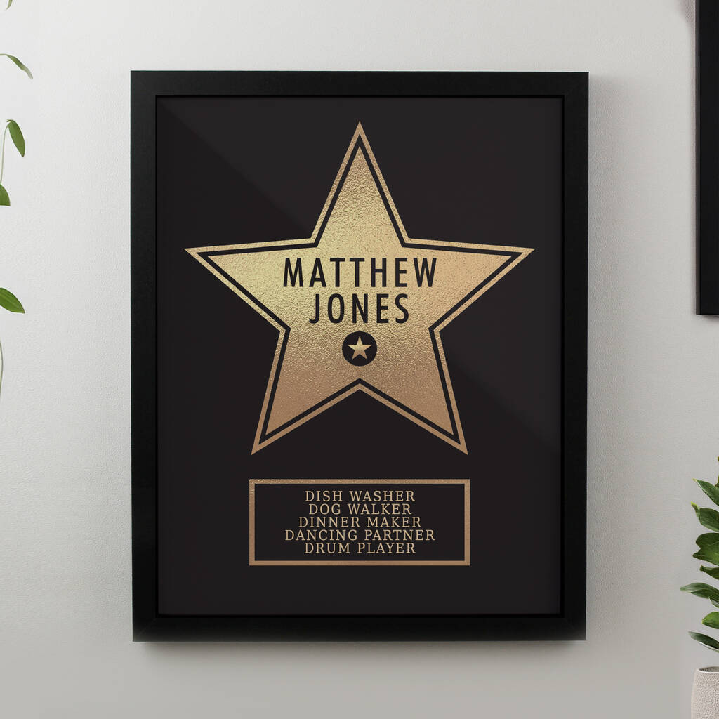 Personalised Framed Print Gift - Walk of Fame Star Award