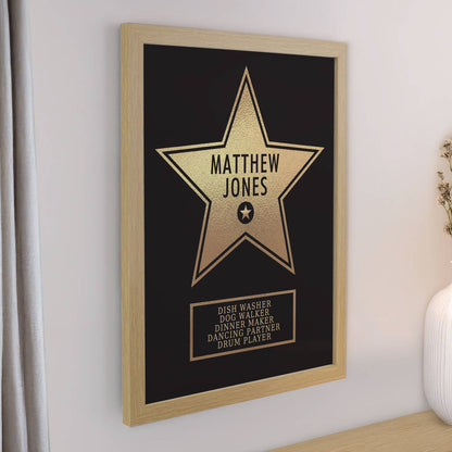 Personalised Framed Print Gift - Walk of Fame Star Award