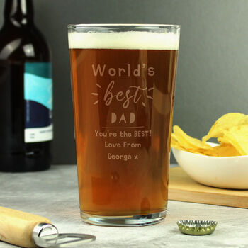 Fathers Day Gifts Worlds Best Beer Glass Personalised