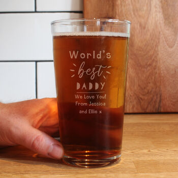 Fathers Day Gifts Worlds Best Beer Glass Personalised