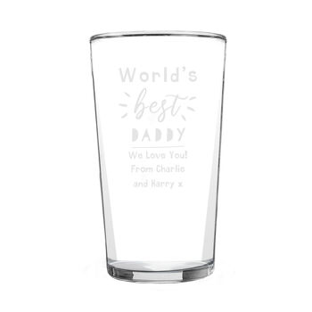 Fathers Day Gifts Worlds Best Beer Glass Personalised