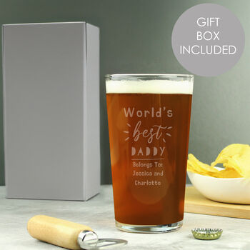 Fathers Day Gifts Worlds Best Beer Glass Personalised