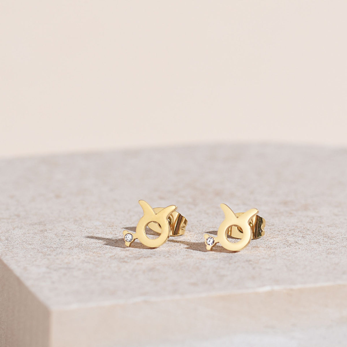 Serenity Zodiac 18k Gold Plated Earrings - Taurus