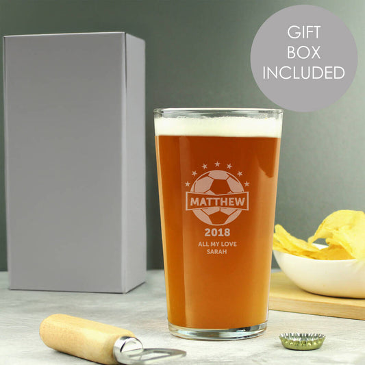 Football Gifts For Him Personalised Pint Glass