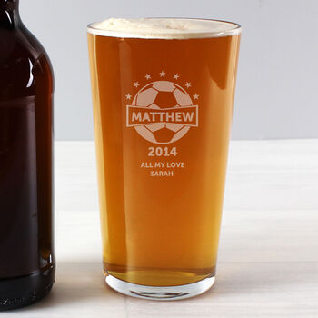 Football Gifts For Him Personalised Pint Glass
