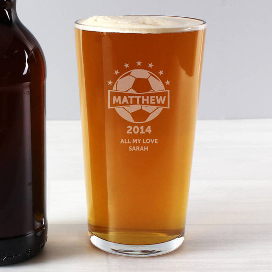 Football Gifts For Him Personalised Pint Glass