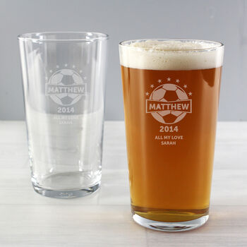 Football Gifts For Him Personalised Pint Glass