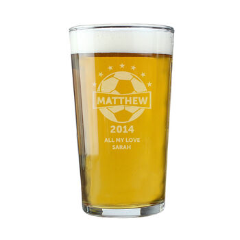 Football Gifts For Him Personalised Pint Glass