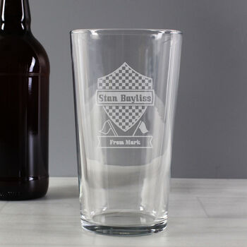 Formula One Gifts Personalised F1 Pint Glass For Him