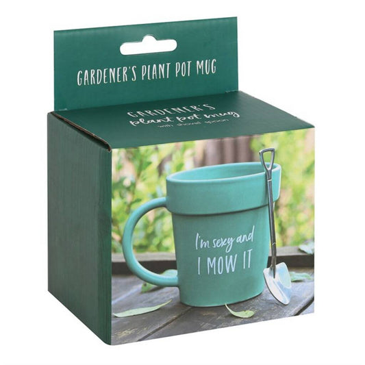Funny Gifts For Him Plant Pot Mug With Shovel Spoon