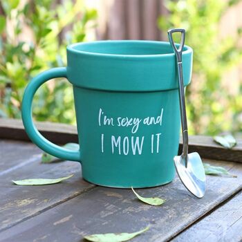 Funny Gifts For Him Plant Pot Mug With Shovel Spoon